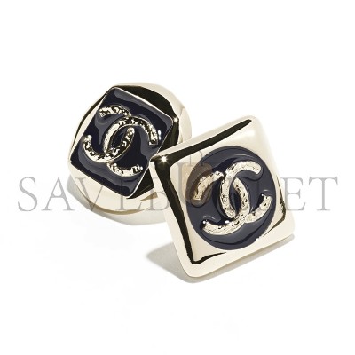 CHANEL EARRINGS - METAL AND RESIN, GOLD AND DARK BLUE ABG906